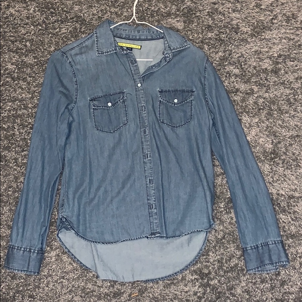 Denim-style flannel button-up